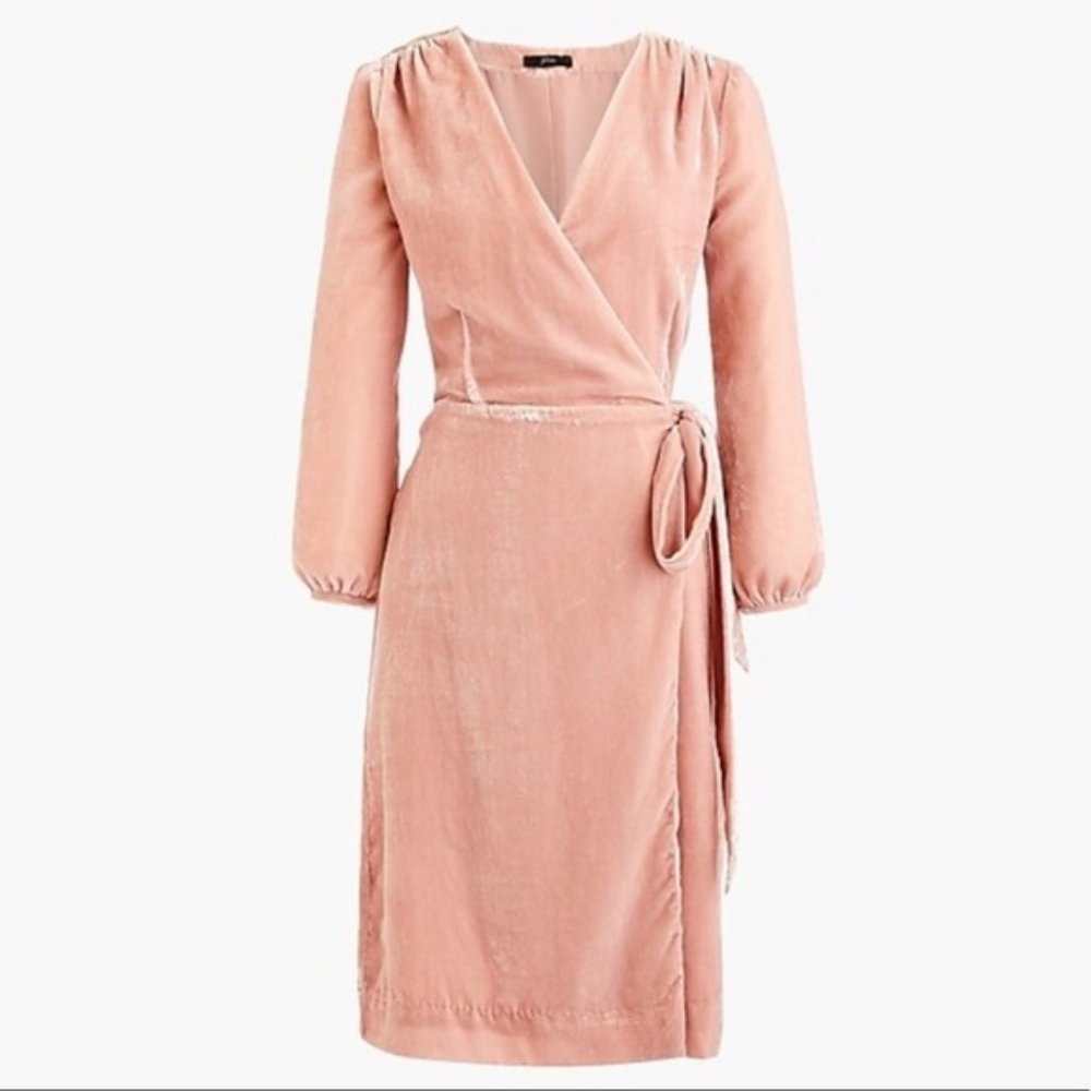 J.Crew Peach Velvet Wrap Dress